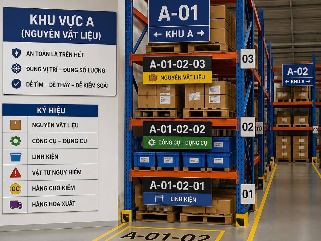 Nguyên tắc sắp xếp hàng hóa trong kho giúp hạn chế thất thoát và nhầm lẫn Cách bố trí hàng hóa trong kho khoa học giúp giảm nhầm lẫn khi tìm kiếm, lấy hàng và chuẩn bị xuất kho